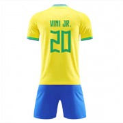Brasil Barn Landslagsdrakter VM 2022 Vinicius Junior 20 Hjemmedrakt..